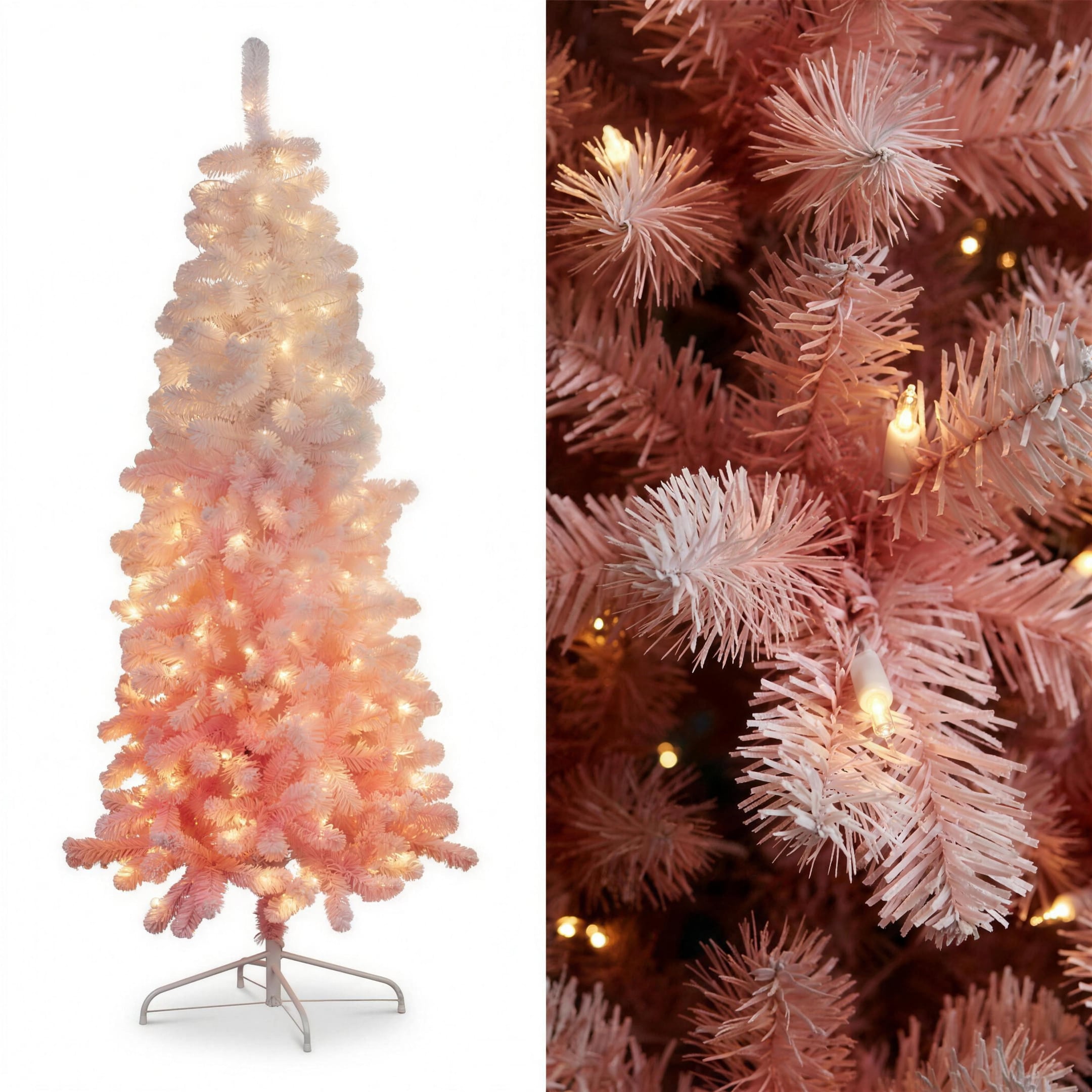 Christabelle 1.8m 6ft Pink Ombre Christmas Tree Pre Lit Warm White LED Foliage Artificial Indoor Xmas Decor Home