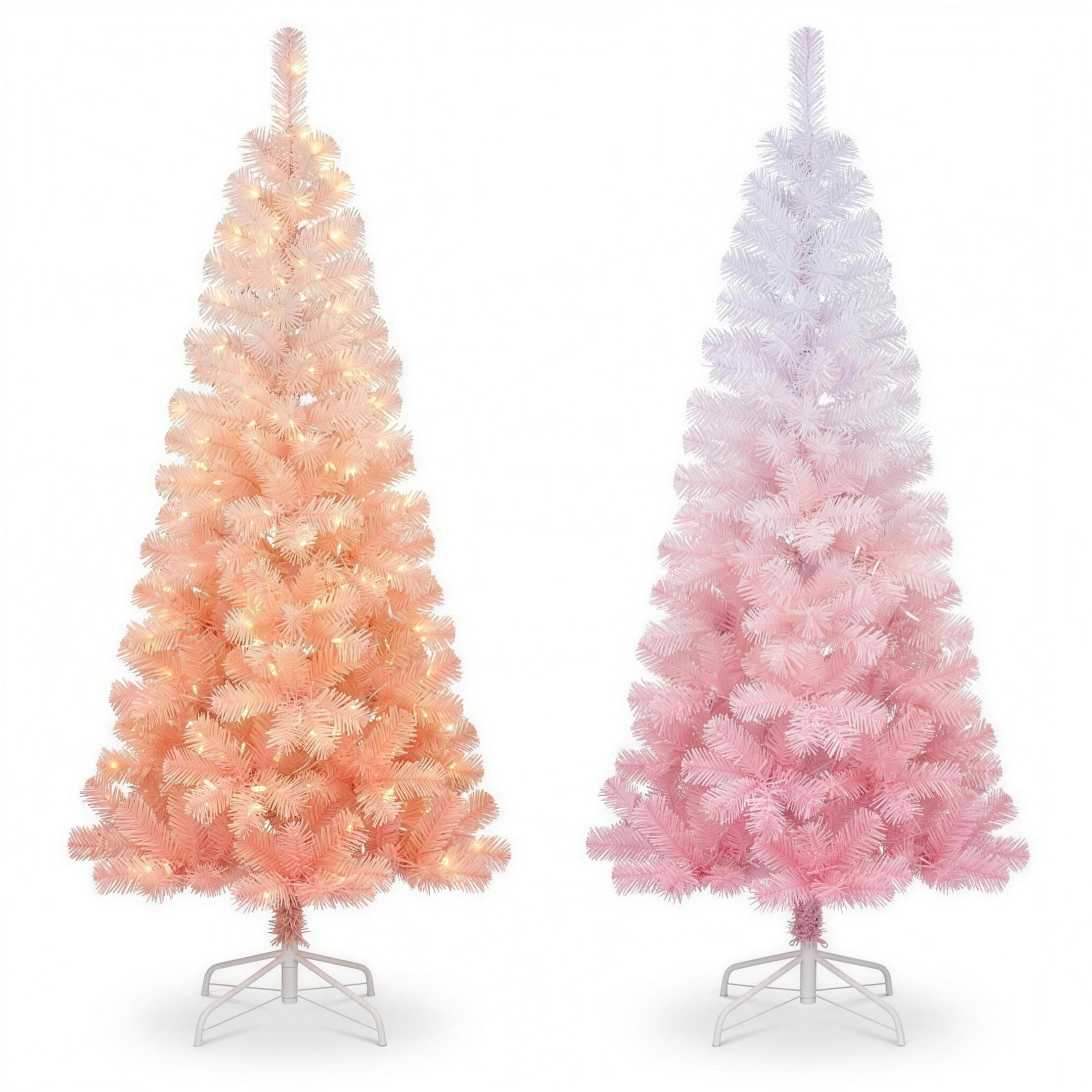 Christabelle 1.8m 6ft Pink Ombre Christmas Tree Pre Lit Warm White LED Foliage Artificial Indoor Xmas Decor Home