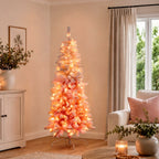 Christabelle 1.8m 6ft Pink Ombre Christmas Tree Pre Lit Warm White LED Foliage Artificial Indoor Xmas Decor Home