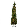 Christabelle 1.8m 6ft Pencil Pine Christmas Tree Pre Lit Multi Function LED Slim Artificial Indoor Xmas Decor Home
