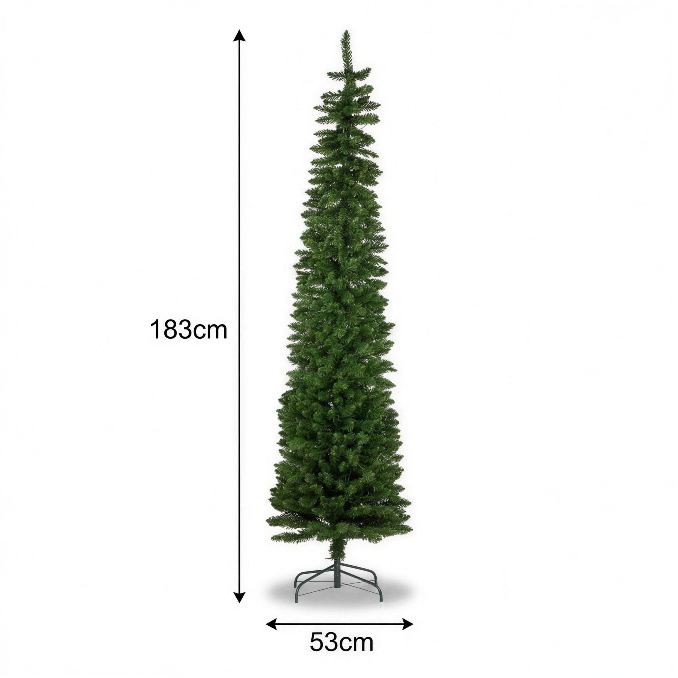 Christabelle 1.8m 6ft Pencil Pine Christmas Tree Pre Lit Multi Function LED Slim Artificial Indoor Xmas Decor Home
