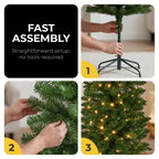 Christabelle 1.8m 6ft Pencil Pine Christmas Tree Pre Lit Multi Function LED Slim Artificial Indoor Xmas Decor Home