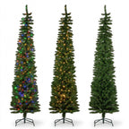 Christabelle 1.8m 6ft Pencil Pine Christmas Tree Pre Lit Multi Function LED Slim Artificial Indoor Xmas Decor Home