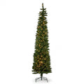 Christabelle 2.3m 7.5ft Pencil Pine Christmas Tree Pre Lit Multi Function LED Slim Artificial Indoor Xmas Decor Home
