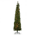 Christabelle 2.3m 7.5ft Pencil Pine Christmas Tree Pre Lit Multi Function LED Slim Artificial Indoor Xmas Decor Home