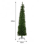 Christabelle 2.3m 7.5ft Pencil Pine Christmas Tree Pre Lit Multi Function LED Slim Artificial Indoor Xmas Decor Home