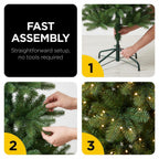 Christabelle 2.3m 7.5ft Pencil Pine Christmas Tree Pre Lit Multi Function LED Slim Artificial Indoor Xmas Decor Home