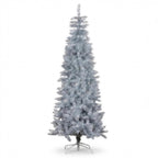 Christabelle 2.1m 7ft Silver Tinsel Christmas Tree Pre Lit Warm White LED Retro Artificial Indoor Xmas Decor Home