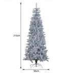 Christabelle 2.1m 7ft Silver Tinsel Christmas Tree Pre Lit Warm White LED Retro Artificial Indoor Xmas Decor Home