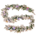 Christabelle Pre-Lit Snowy Christmas Wreath 61cm & 2.7m Garland Dorset Pine Multi-Function LED Lights Holiday Decor