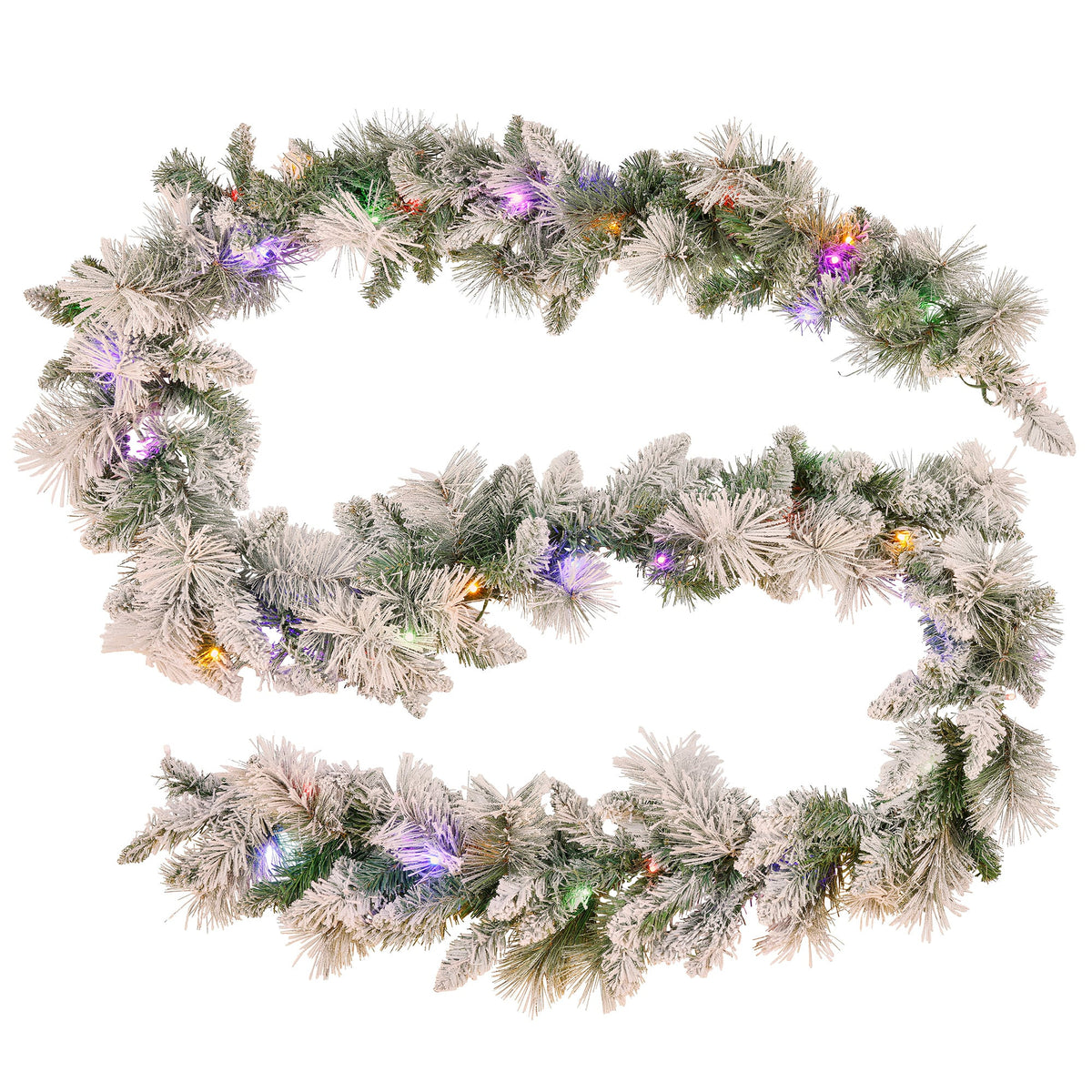 Christabelle Pre-Lit Snowy Christmas Wreath 61cm & 2.7m Garland Dorset Pine Multi-Function LED Lights Holiday Decor