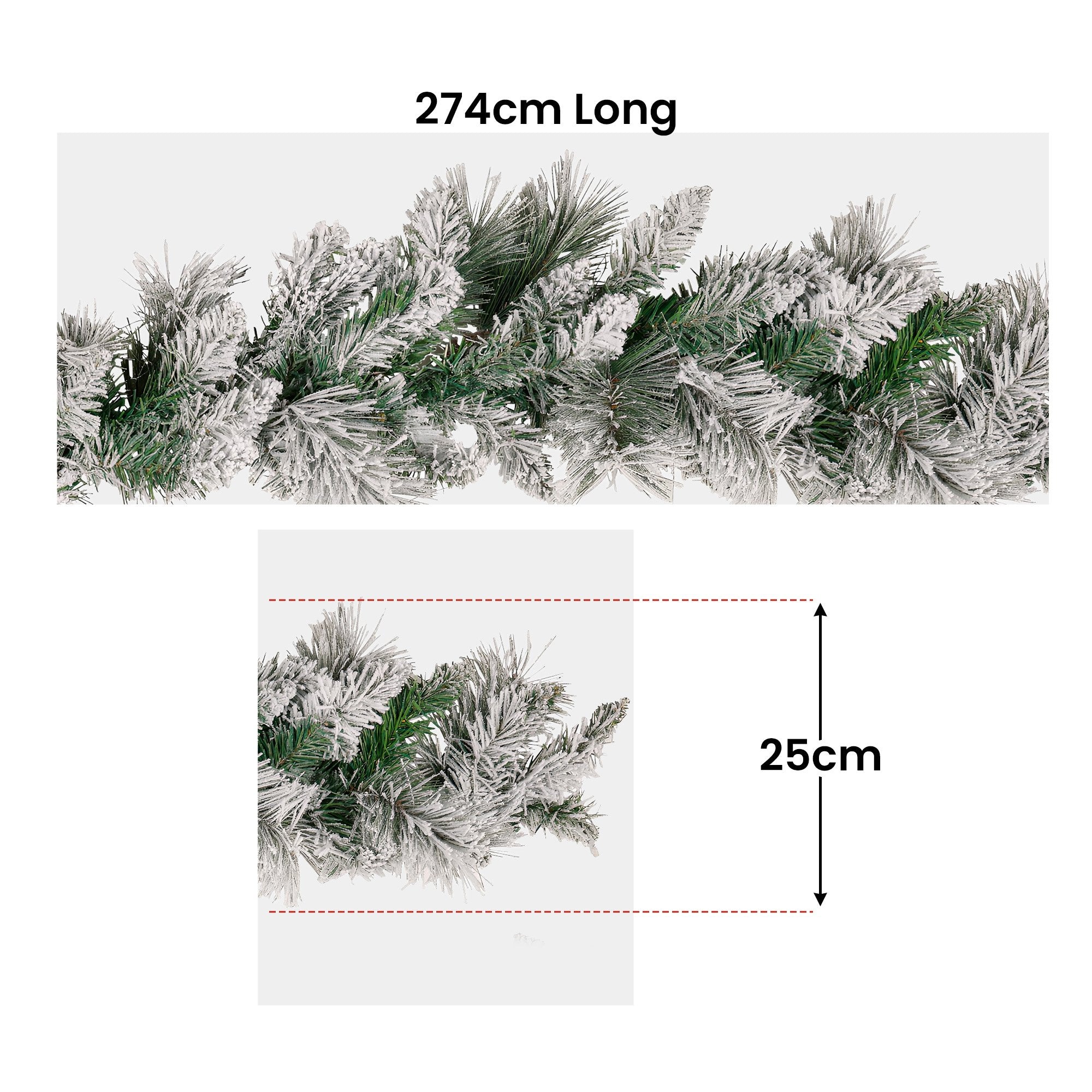 Christabelle 2.7m Snowy Christmas Garland Dorset Pine Pre-Lit with Multi-Function LED Lights Door Decoration