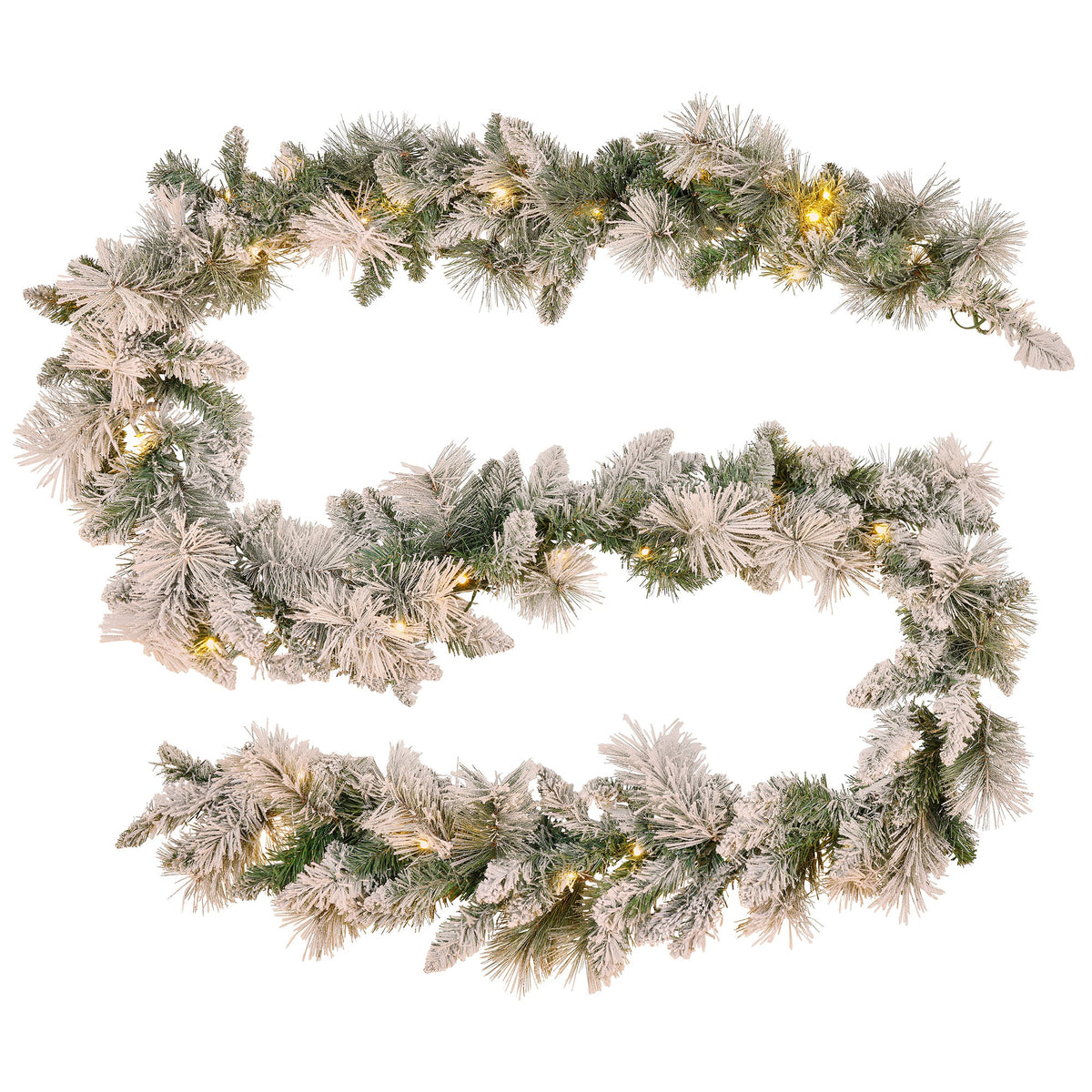 Christabelle Pre-Lit Snowy Christmas Wreath 61cm & 2.7m Garland Dorset Pine Multi-Function LED Lights Holiday Decor