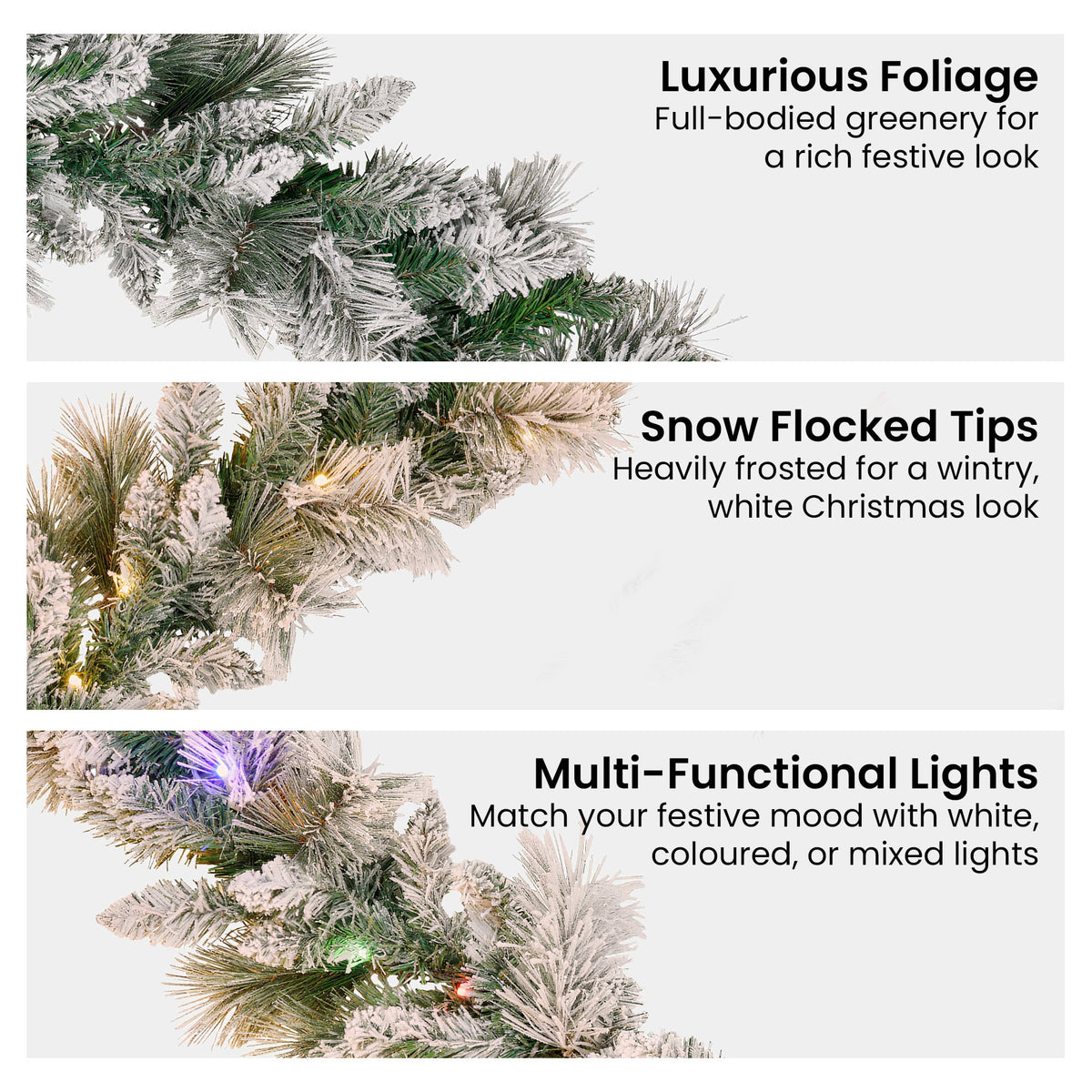Christabelle Pre-Lit Snowy Christmas Wreath 61cm & 2.7m Garland Dorset Pine Multi-Function LED Lights Holiday Decor
