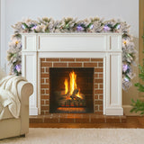 Christabelle 2.7m Snowy Christmas Garland Dorset Pine Pre-Lit with Multi-Function LED Lights Door Decoration