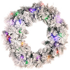 Christabelle Pre-Lit Snowy Christmas Wreath 61cm & 2.7m Garland Dorset Pine Multi-Function LED Lights Holiday Decor