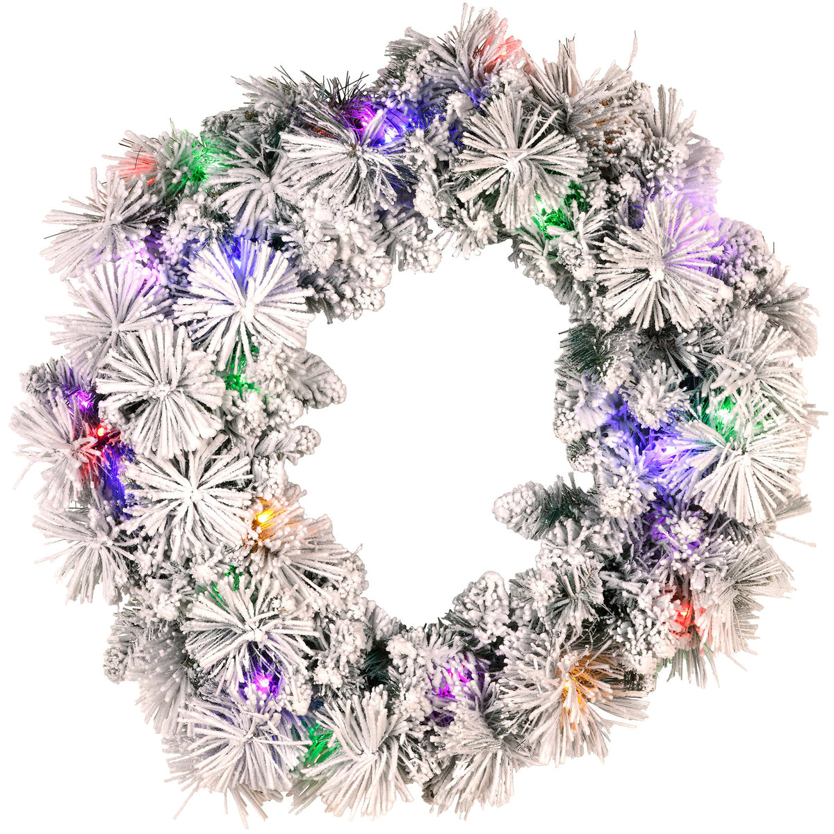 Christabelle Pre-Lit Snowy Christmas Wreath 61cm & 2.7m Garland Dorset Pine Multi-Function LED Lights Holiday Decor