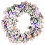 Christabelle 61cm Christmas Wreath Snowy Dorset Pine with Multi-Function LED Lights Tree Door Decoration Ornament