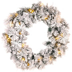 Christabelle Pre-Lit Snowy Christmas Wreath 61cm & 2.7m Garland Dorset Pine Multi-Function LED Lights Holiday Decor