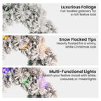 Christabelle Pre-Lit Snowy Christmas Wreath 61cm & 2.7m Garland Dorset Pine Multi-Function LED Lights Holiday Decor