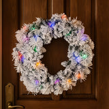 Christabelle 61cm Christmas Wreath Snowy Dorset Pine with Multi-Function LED Lights Tree Door Decoration Ornament