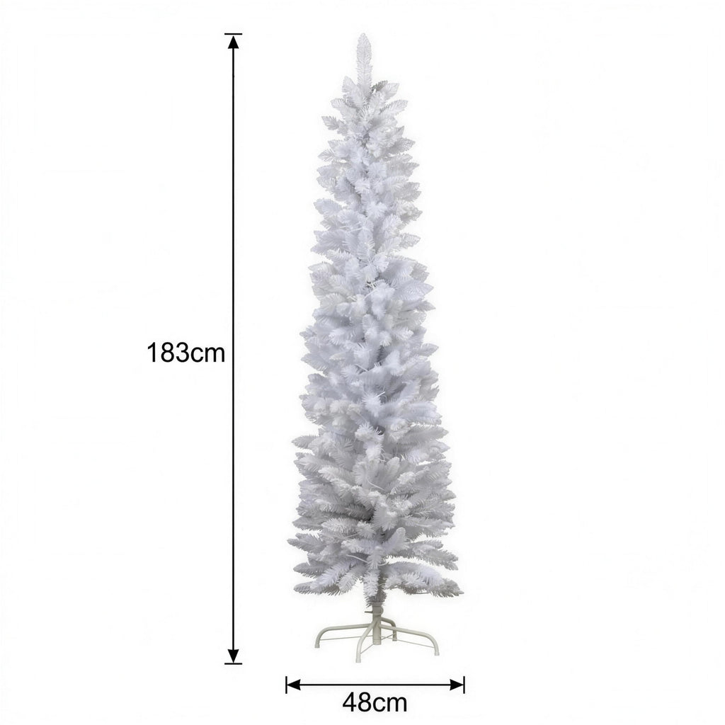 Christabelle 1.8m 6ft White Fairy Floss Christmas Tree Pre Lit RGB LED Flocked Slim 20 Modes Festive Holiday Decoration
