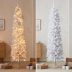 Christabelle 1.8m 6ft White Fairy Floss Christmas Tree Pre Lit RGB LED Flocked Slim 20 Modes Festive Holiday Decoration