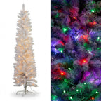 Christabelle 1.8m 6ft White Fairy Floss Christmas Tree Pre Lit RGB LED Flocked Slim 20 Modes Festive Holiday Decoration