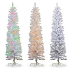 Christabelle 1.8m 6ft White Fairy Floss Christmas Tree Pre Lit RGB LED Flocked Slim 20 Modes Festive Holiday Decoration