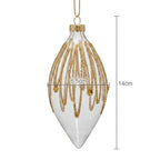 Christabelle 6 Glass Christmas Teardrop Baubles Gold Shimmer Jewels 13cm Xmas Tree Decorations Hanging Ornaments