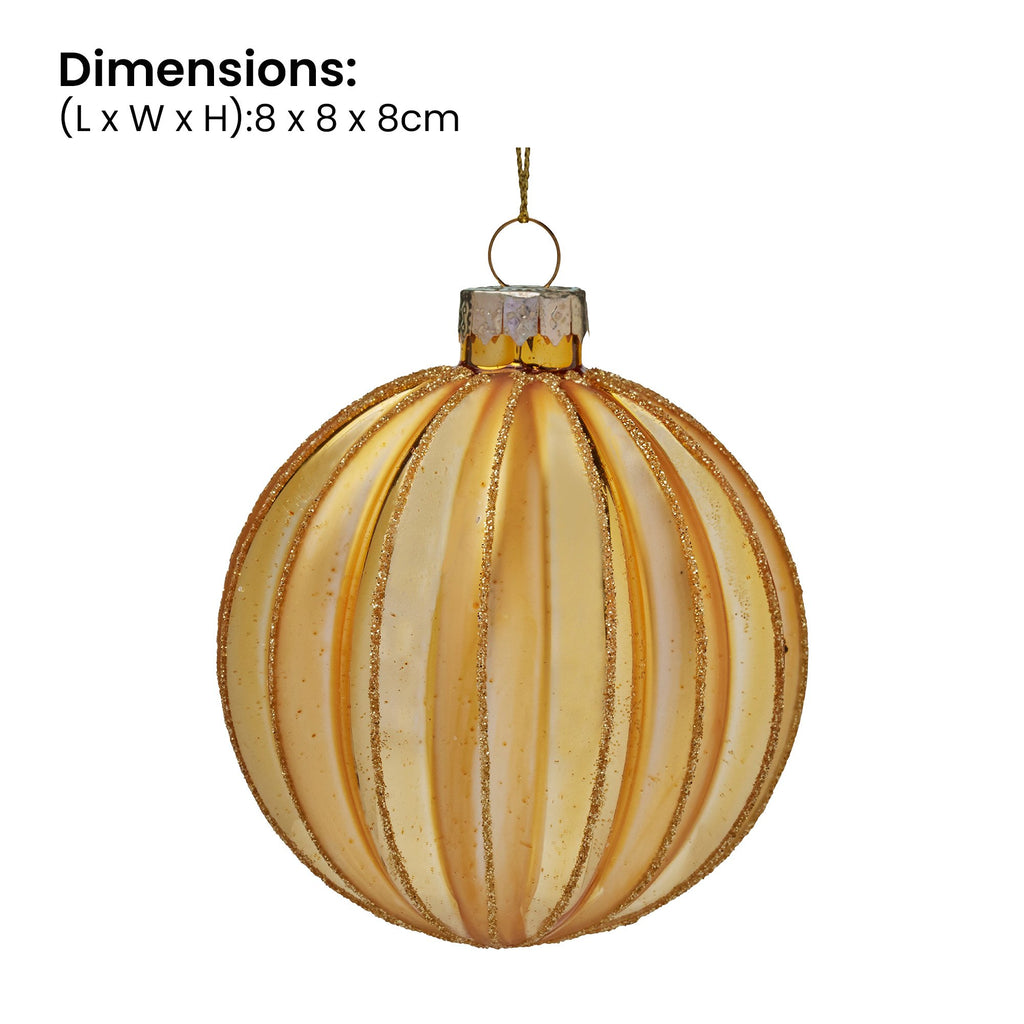 Christabelle Box of 6 Gold Glass Baubles with Matte & Gloss Finish