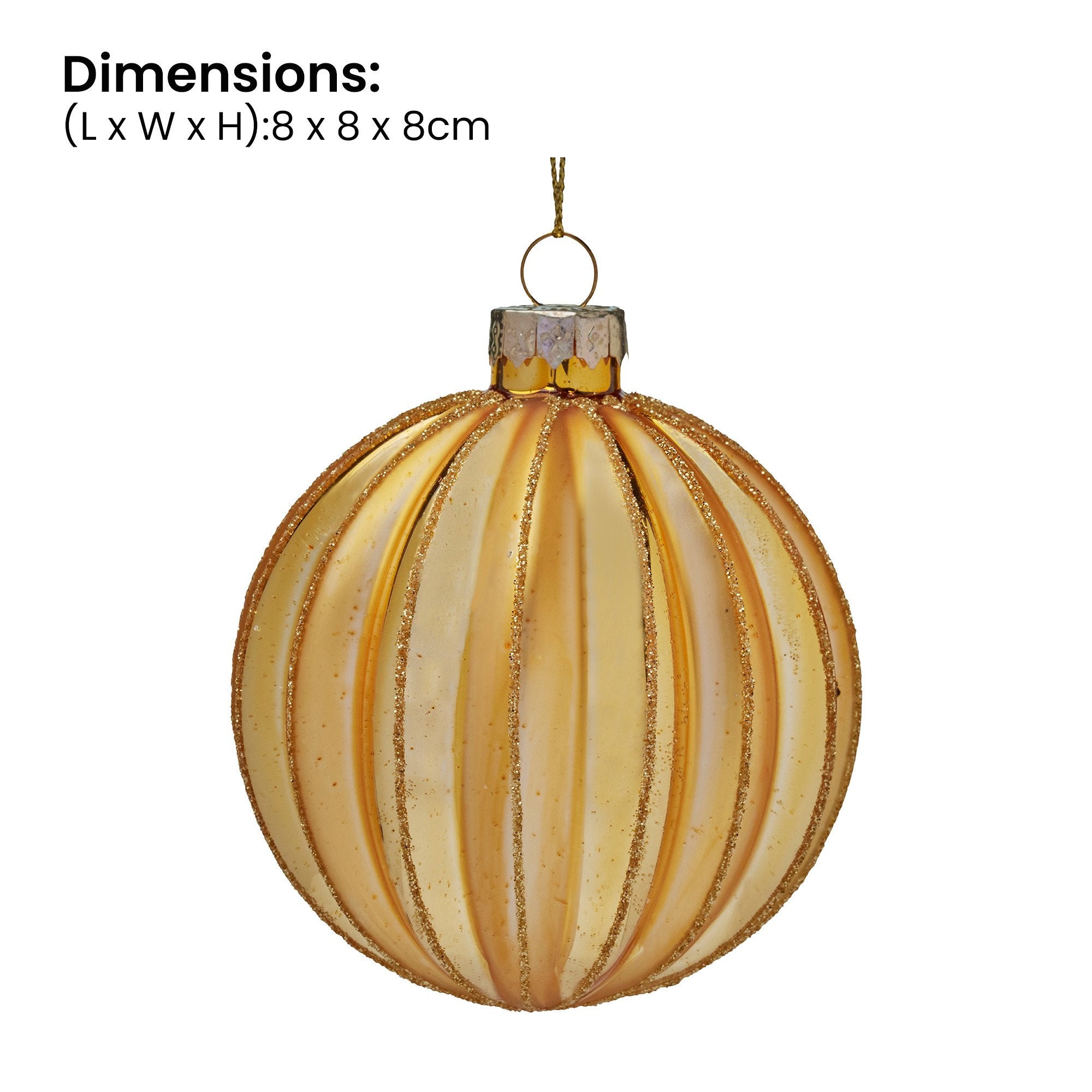 Christabelle Box of 6 Gold Glass Baubles with Matte & Gloss Finish