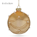 Christabelle 6 Champagne Glass Christmas Baubles Gold Swirl Pearl 8cm Xmas Tree Decorations Hanging Ornaments