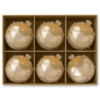 Christabelle 6 Champagne Glass Christmas Baubles Gold Swirl Pearl 8cm Xmas Tree Decorations Hanging Ornaments