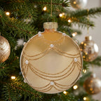 Christabelle 6 Champagne Glass Christmas Baubles Gold Swirl Pearl 8cm Xmas Tree Decorations Hanging Ornaments