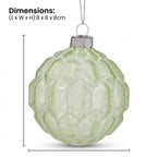 Christabelle 6 Pale Green Glass Christmas Baubles White Shimmer 8cm Xmas Tree Decorations Hanging Ornaments
