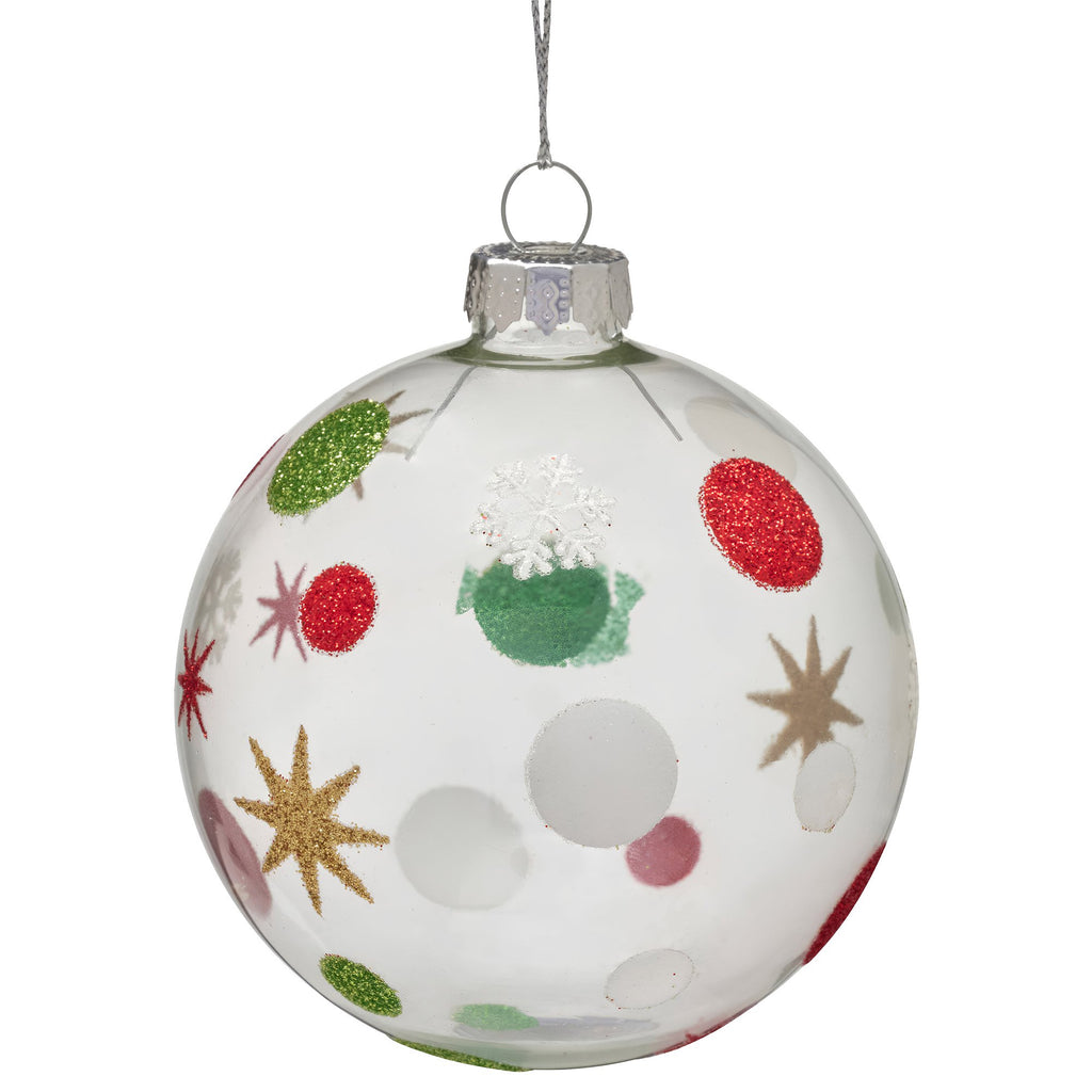 Christabelle Glass Baubles 6 Pcs with Assorted Patterns Balls Christmas Tree Decoration Ornament