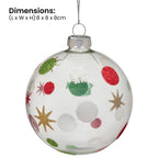 Christabelle Glass Baubles 6 Pcs with Assorted Patterns Balls Christmas Tree Decoration Ornament
