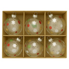 Christabelle Glass Baubles 6 Pcs with Assorted Patterns Balls Christmas Tree Decoration Ornament