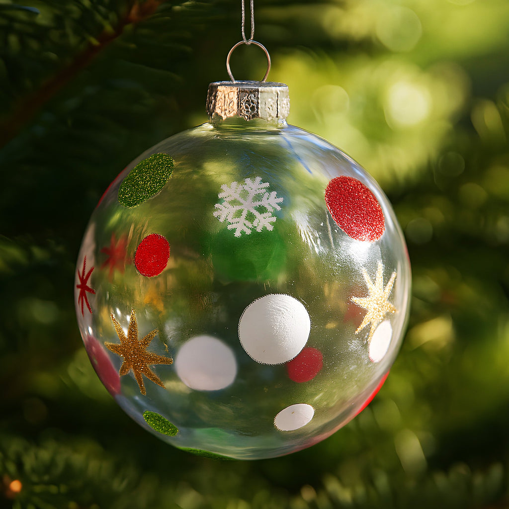 Christabelle Glass Baubles 6 Pcs with Assorted Patterns Balls Christmas Tree Decoration Ornament