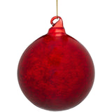 Christabelle Large Red Glass Baubles 6 Pcs with Faint Crackle Pattern Balls Christmas Tree Decoration Ornament