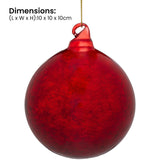 Christabelle Large Red Glass Baubles 6 Pcs with Faint Crackle Pattern Balls Christmas Tree Decoration Ornament