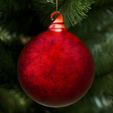 Christabelle Large Red Glass Baubles 6 Pcs with Faint Crackle Pattern Balls Christmas Tree Decoration Ornament