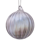 Christabelle Box of 6 Clear Glass Baubles with Stripe Pattern
