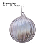 Christabelle Box of 6 Clear Glass Baubles with Stripe Pattern