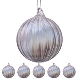 Christabelle Box of 6 Clear Glass Baubles with Stripe Pattern