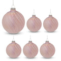 Christabelle 6 Pink Glass Christmas Baubles Gloss Textured 8cm Xmas Tree Decorations Hanging Ornaments Gift Boxed Set