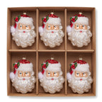 Christabelle 6 Glass Christmas Baubles Santa Head Fur Trim Novelty 13cm Xmas Tree Decorations Hanging Ornaments
