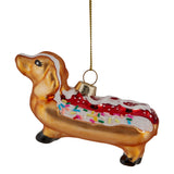 Christabelle Box of 6 Glass Sausage Dog Dachshund Hotdog Bauble