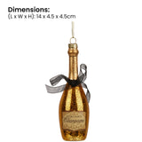 Christabelle Box of 6 Champagne Bottle Christmas Gold Glass Tree Decoration